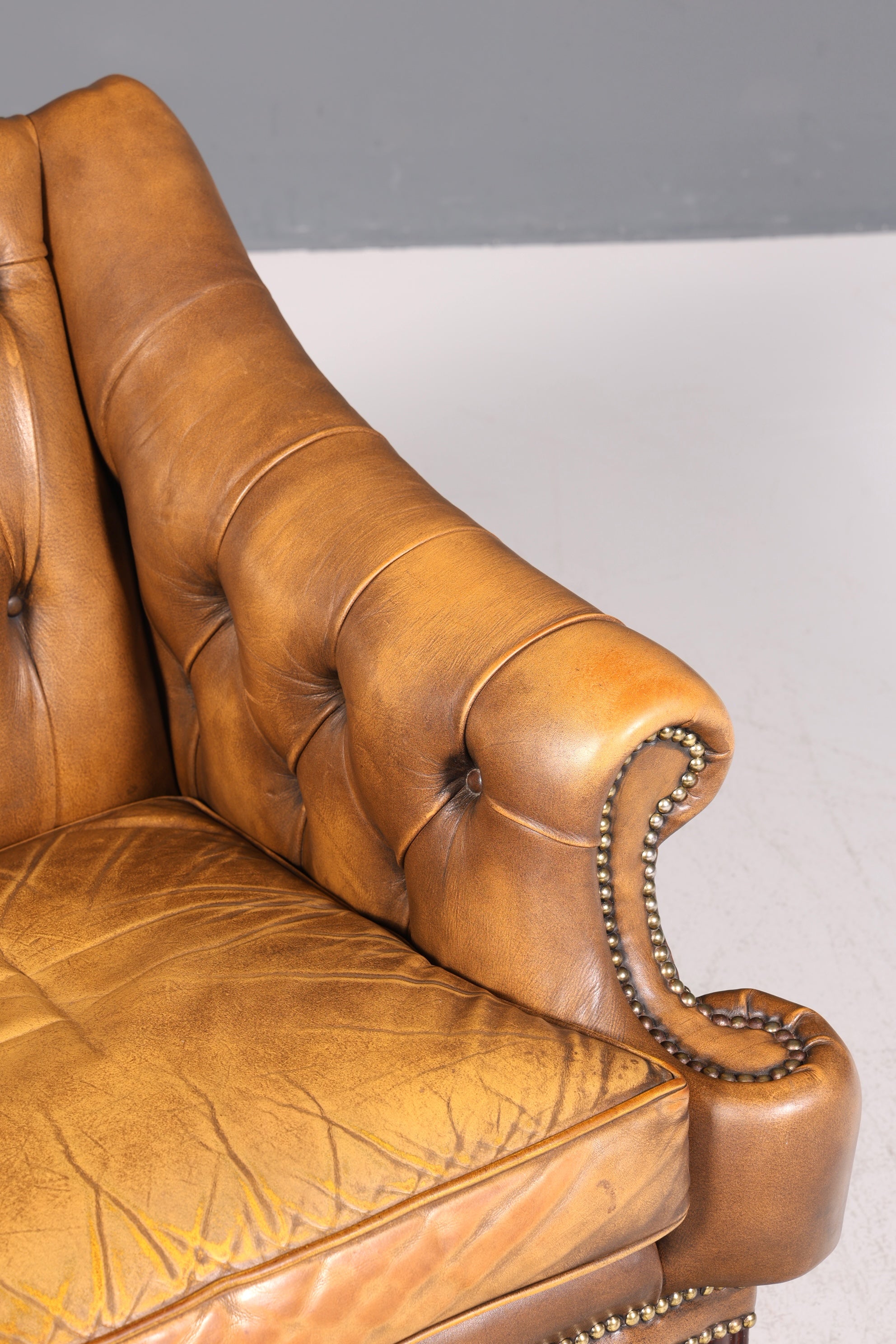 Wunderschöner seltener Chesterfield Sessel Englische Leder Armlehnsessel Herrensessel 2 von 2