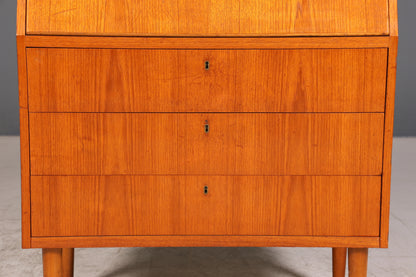 Schlichter Mid Century Sekretär Vintage Schreibmöbel Teak Holz Kommode Office Secretary