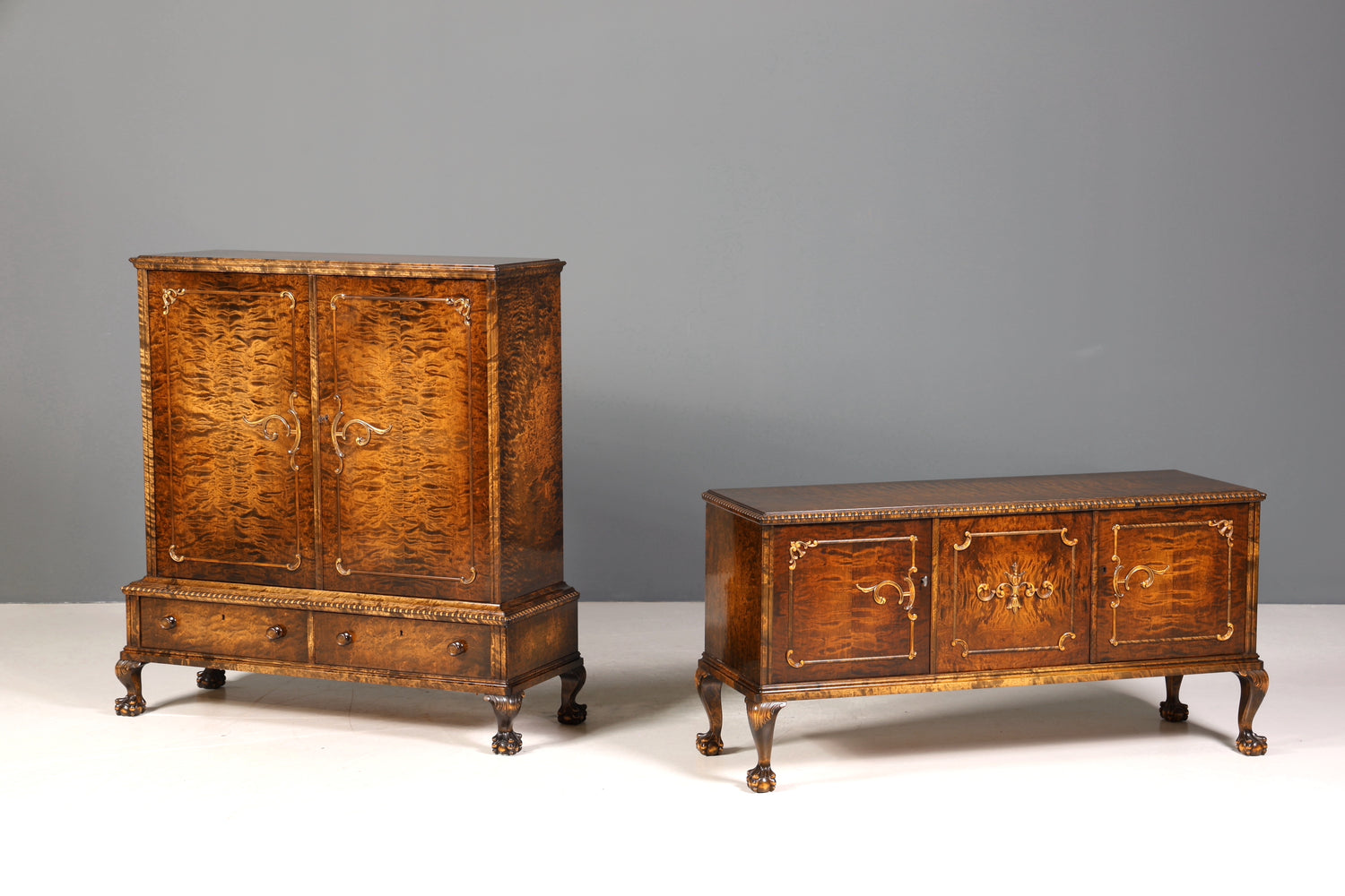Traumhaftes Chippendale Schrank Barock Stil Highboard Vertiko Wäscheschrank Aktenschrank Antik 50s 60s