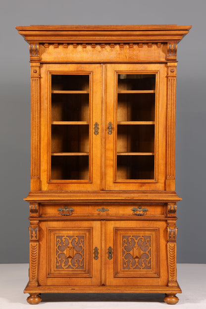 Edler Gründerzeit Vitrine um 1880 Schrank Antik Jugendstil Eiche Bücherregal