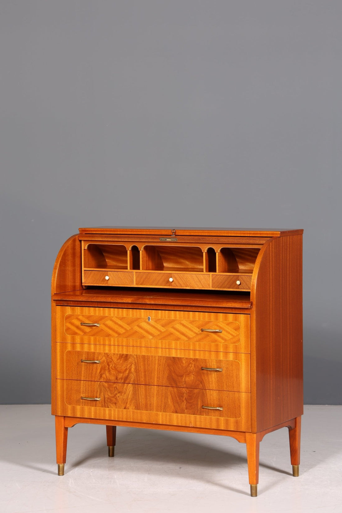 Mid Century Rollladen Sekretär von Bröderna Gustafssons Büro Schrank Schreibkommode 60s Schreibmöbel