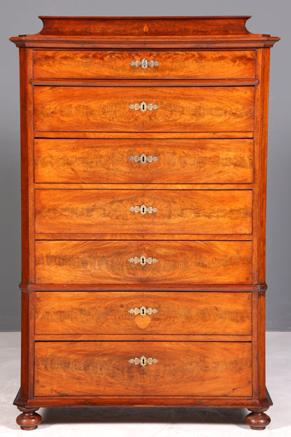Wunderschöne Louis Philippe Chiffoniere um 1880 Gründerzeit Nussbaum Vertiko Schrank Semainier