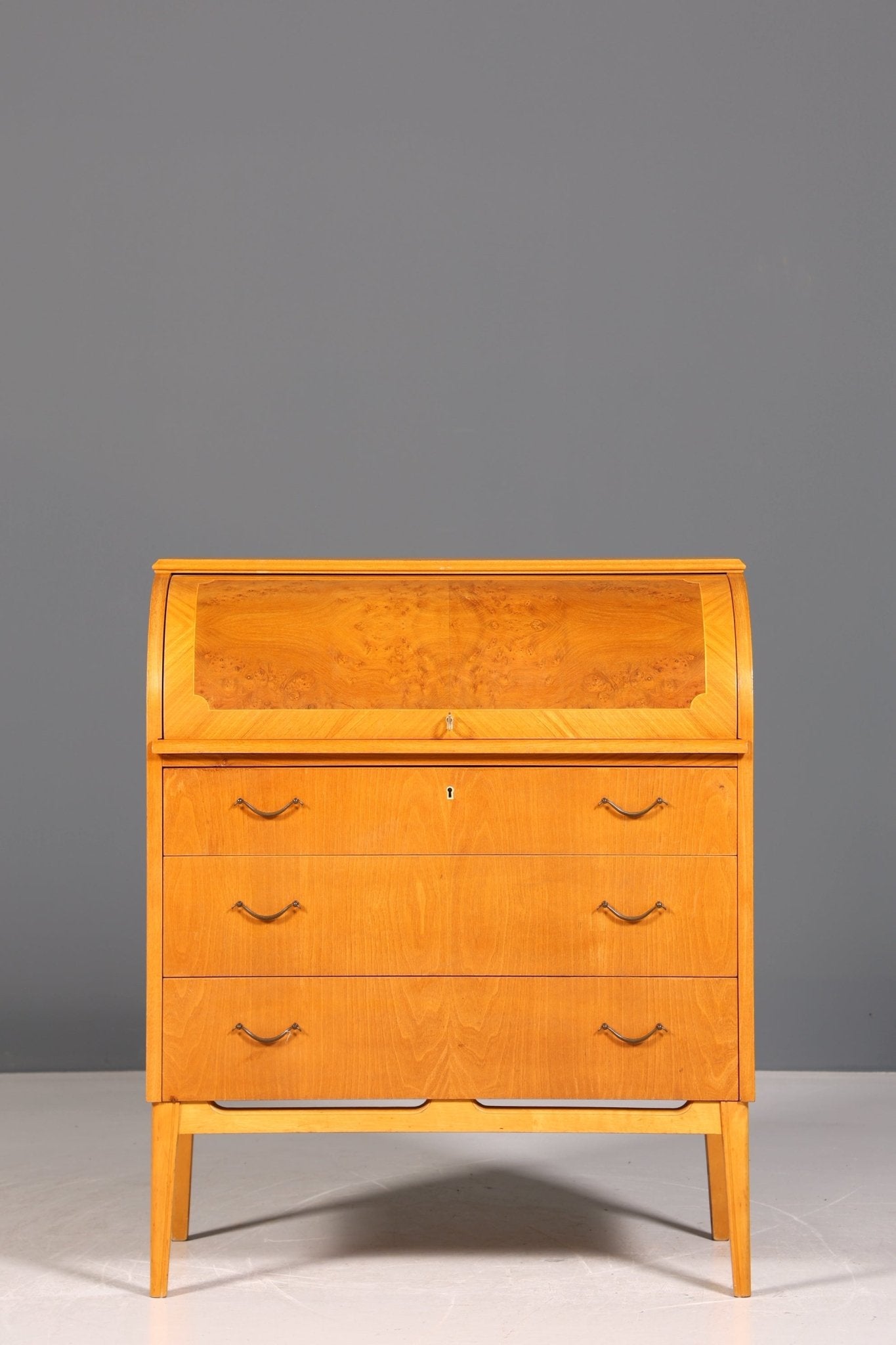 Stilvoller Mid Century Rollladen Sekretär echt Holz Büro Schrank Vintage Schreibkommode