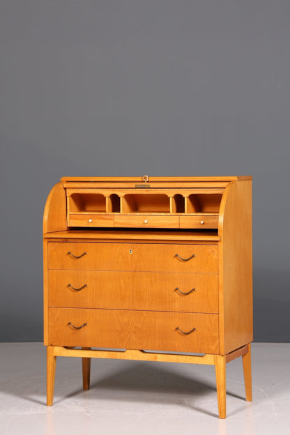 Stilvoller Mid Century Rollladen Sekretär echt Holz Büro Schrank Vintage Schreibkommode