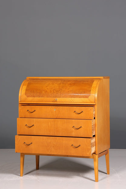 Stilvoller Mid Century Rollladen Sekretär echt Holz Büro Schrank Vintage Schreibkommode