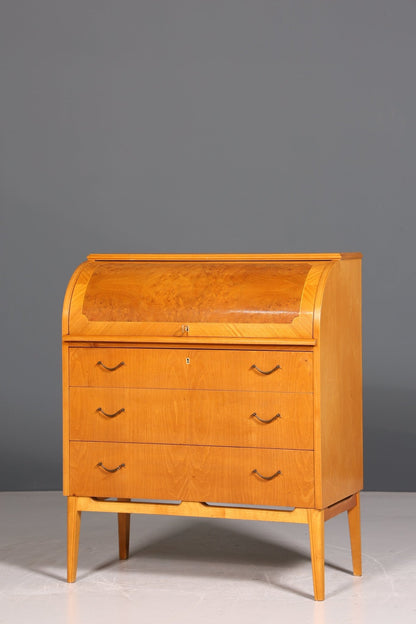 Stilvoller Mid Century Rollladen Sekretär echt Holz Büro Schrank Vintage Schreibkommode