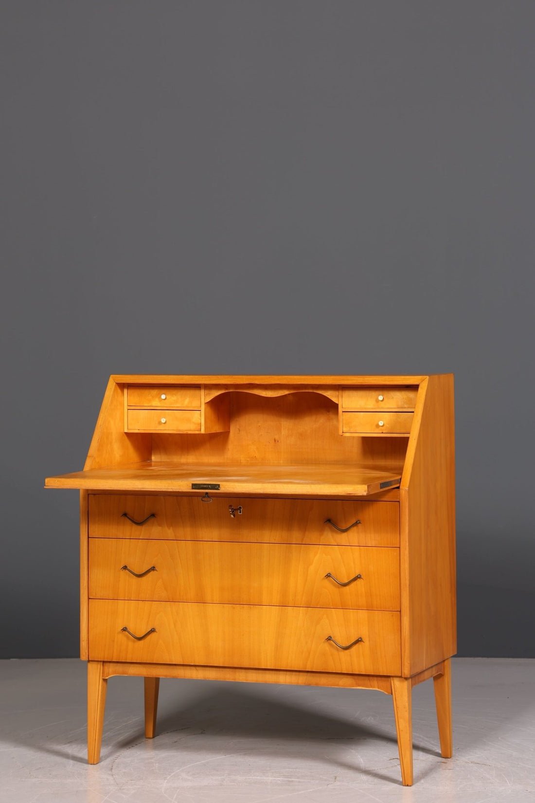 Stilvoller Mid Century Sekretär echt Holz Vintage Büro Schrank Schreibkommode 60er Jahre